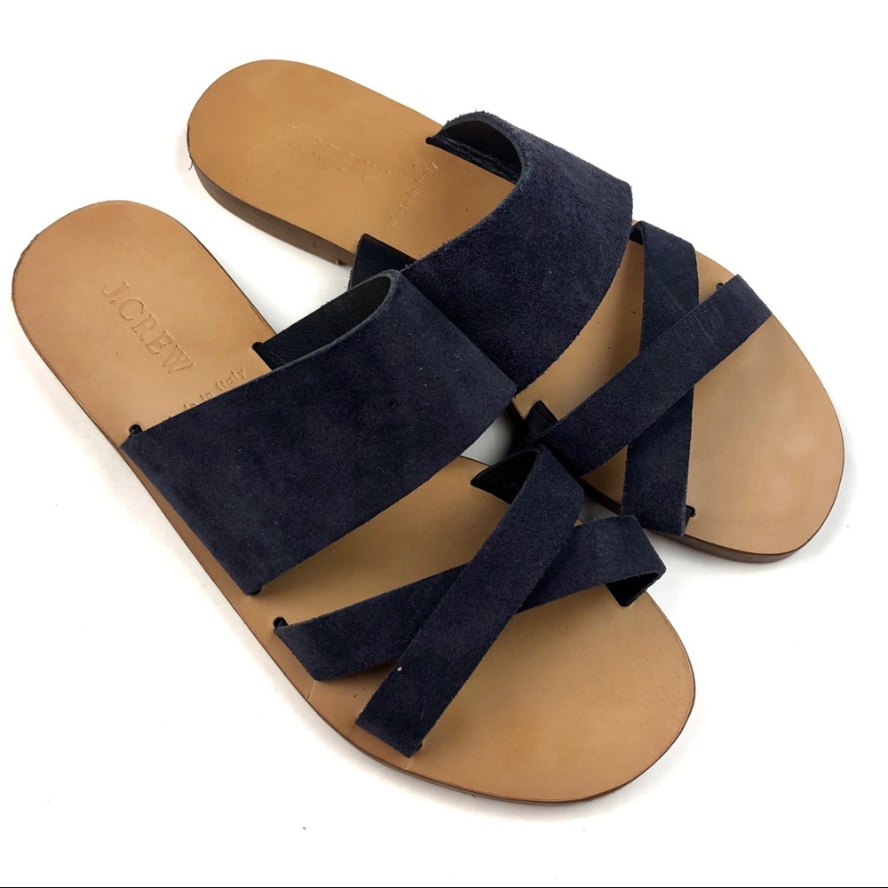 J. Crew Navy Suede Sandals 6